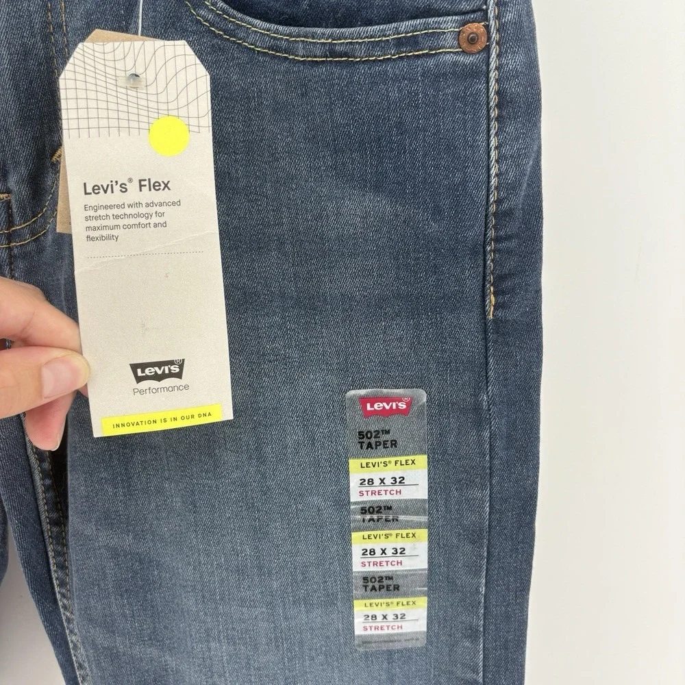 Levi's 502 Taper Men's Jeans 28x32 Flex Stretch Medium Wash Denim NWT